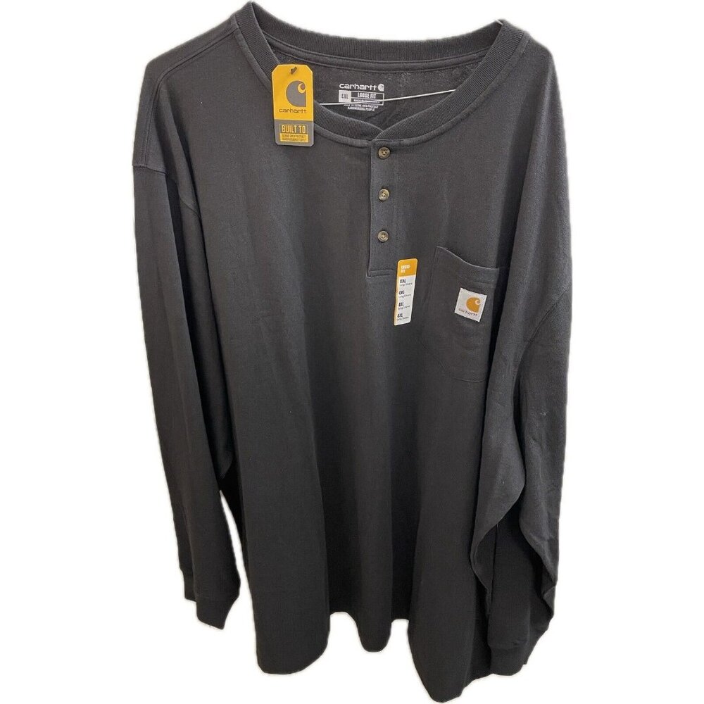 Carhartt Long Sleeve Henley Black 4x Shirt Model TK0128-M - Picture 3 of 10